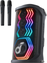 soundcore Rave 3S AI Karaoke Party Speaker with 2 Wireless Microphones, 200W Sound, AI Vocal Removal, Reverb, Light Show, 12H Playtime, Portable Bluetooth PA System for Home, Party, or Backyard